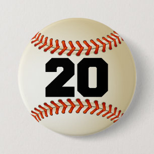 Nummer 20 Baseball Ronde Button 7,6 Cm