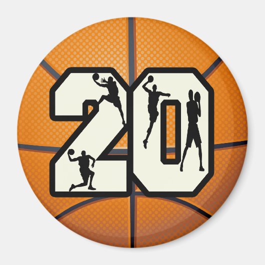 Nummer 20 Basketball Magneet (Voorkant)