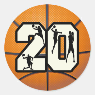 Nummer 20 Basketball Ronde Sticker