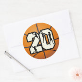 Nummer 20 Basketball Ronde Sticker (Envelop)