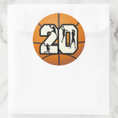Nummer 20 Basketball Ronde Sticker (Tas)
