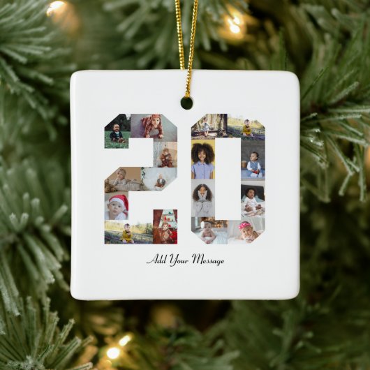 Nummer 20 Fotocollage Keramisch Ornament (Boom)