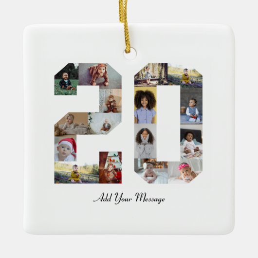 Nummer 20 Fotocollage Keramisch Ornament (Voorkant)