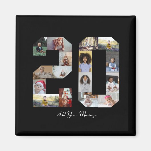 Nummer 20 Fotocollage Magneet (Voorkant)