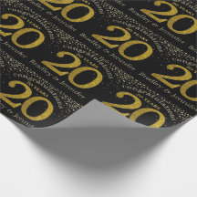 Nummer 20 Glitter Gold Jubileum Wrapping Paper