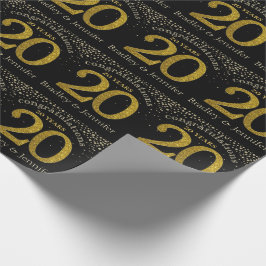 Nummer 20 Glitter Gold Jubileum Wrapping Paper Cadeaupapier