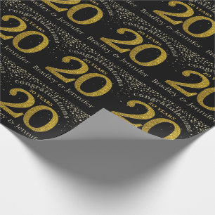 Nummer 20 Glitter Gold Jubileum Wrapping Paper Cadeaupapier