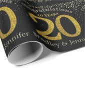 Nummer 20 Glitter Gold Jubileum Wrapping Paper Cadeaupapier (Rol Hoek)