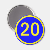 nummer 20 in een cirkel magneet (Voorkant / Achterkant)