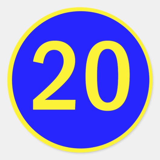 nummer 20 in een cirkel ronde sticker (Voorkant)