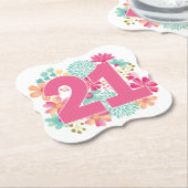 Nummer 21 21e Verjaardag Jubileum Party Papier Kartonnen Onderzetters (Gekanteld)