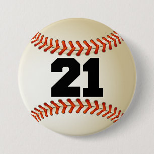 Nummer 21 Baseball Ronde Button 7,6 Cm