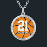 Nummer 21 basketbalketting |  zilver vergulden ketting<br><div class="desc">Nummer 21 basketbalketting |  naam en nummer van het team. Een cadeautje voor basketbalspeler en coach.</div>