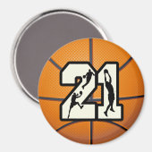 Nummer 21 Basketball Magneet (Voorkant / Achterkant)