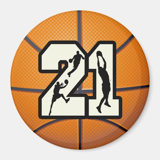 Nummer 21 Basketball Magneet (Voorkant)