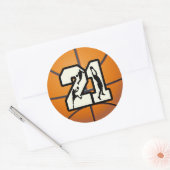 Nummer 21 Basketball Ronde Sticker (Envelop)