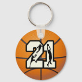 Nummer 21 Basketball Sleutelhanger (Voorkant)