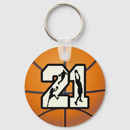 Nummer 21 Basketball Sleutelhanger (Voorkant)