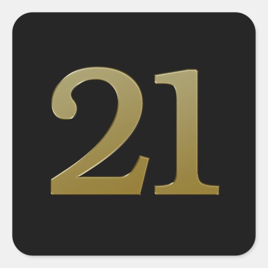 Nummer 21 Gouden Vierkante Sticker (Voorkant)