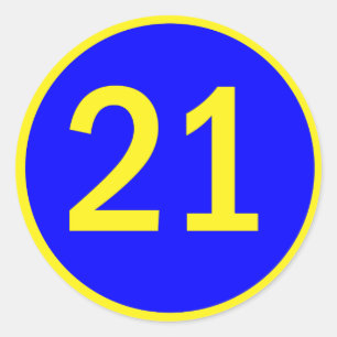 nummer 21 in een cirkel ronde sticker