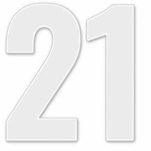 Nummer 21 Zilvergrijs en witte sticker