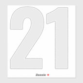 Nummer 21 Zilvergrijs en witte sticker (Vel)