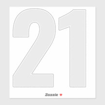 Nummer 21 Zilvergrijs en witte sticker