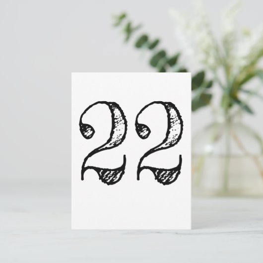 Nummer 22 - 22 Manuscript Géant Uitnodiging Briefkaart (Staand voorkant)