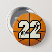 Nummer 22 Basketball Ronde Button 7,6 Cm (Voorkant /achterkant)