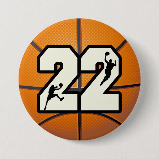 Nummer 22 Basketball Ronde Button 7,6 Cm (Voorkant)