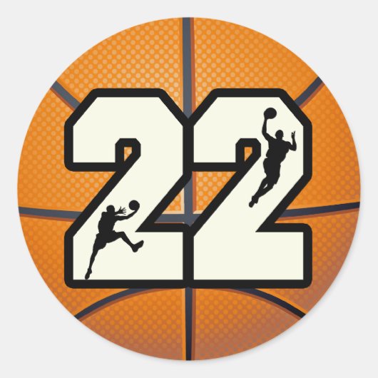 Nummer 22 Basketball Ronde Sticker (Voorkant)