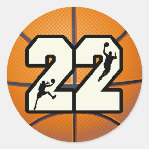 Nummer 22 Basketball Ronde Sticker