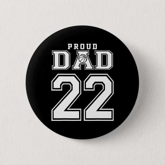 Nummer 22 Custom Proud Bysketbyll Dad Gepersonalis Ronde Button 5,7 Cm (Voorkant)