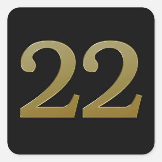 Nummer 22 Gouden Vierkante Sticker (Voorkant)
