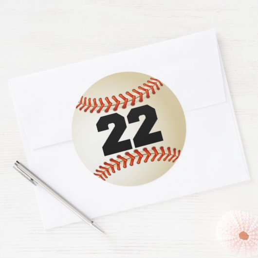 Nummer 22 Honkbal Ronde Sticker (Envelop)