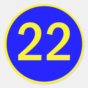 nummer 22 in een cirkel ronde sticker