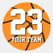 Nummer 23 basketbal sticker |  naam (Voorkant)