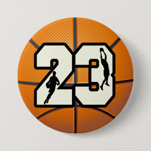 Nummer 23 Basketball Ronde Button 7,6 Cm
