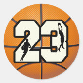 Nummer 23 Basketball Ronde Sticker (Voorkant)