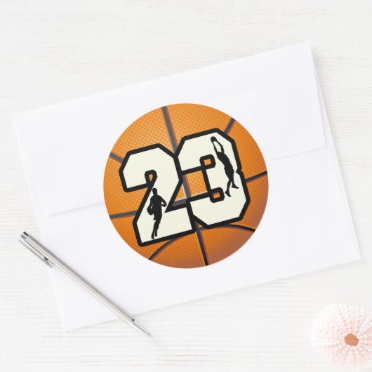 Nummer 23 Basketball Ronde Sticker (Envelop)
