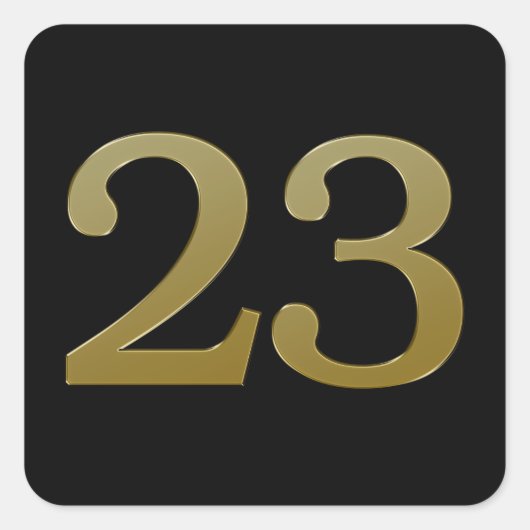 Nummer 23 Gouden Vierkante Sticker (Voorkant)