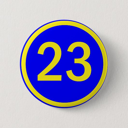 nummer 23 in een cirkel ronde button 5,7 cm (Voorkant)