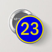 nummer 23 in een cirkel ronde button 5,7 cm (Voorkant /achterkant)