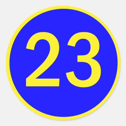 nummer 23 in een cirkel ronde sticker (Voorkant)