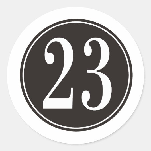 Nummer 23 - Zwarte cirkel (voorzijde) Ronde Sticker (Voorkant)