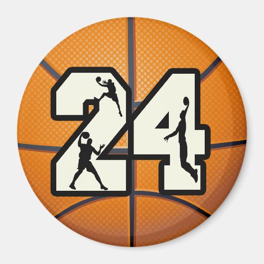 Nummer 24 Basketball Magneet (Voorkant)