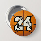Nummer 24 Basketball Ronde Button 7,6 Cm (Voorkant /achterkant)