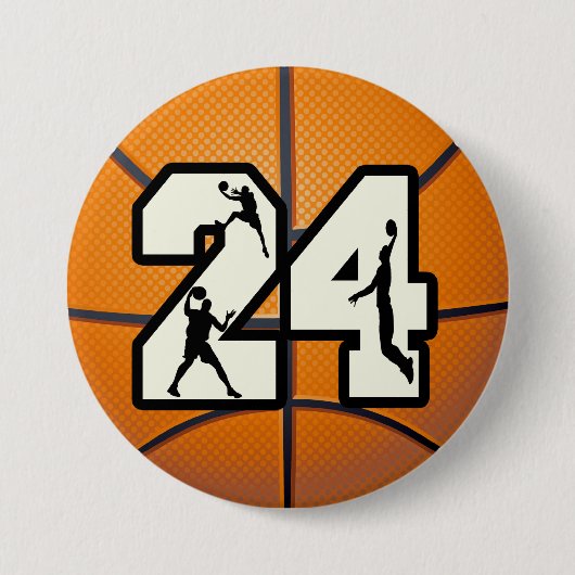 Nummer 24 Basketball Ronde Button 7,6 Cm (Voorkant)