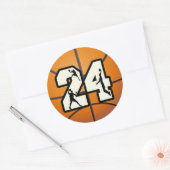Nummer 24 Basketball Ronde Sticker (Envelop)