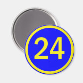 nummer 24 in een cirkel magneet (Voorkant / Achterkant)